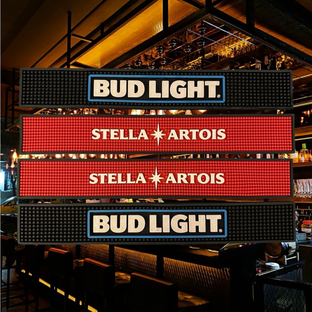 Professional Bar Spill Mats Bud Light Stella Artois - SET of 4